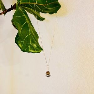 Silver purple long necklace w/ beaded detailing